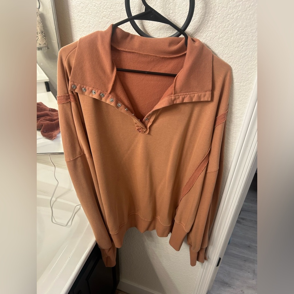 Orange Split Cuff Sweater